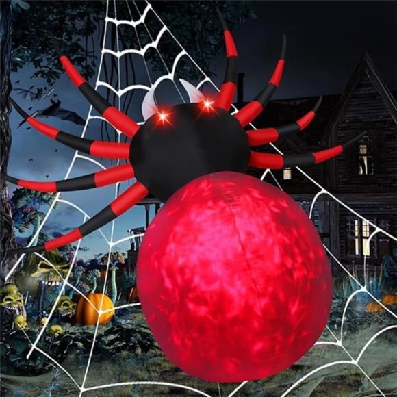 8 FT Halloween Inflatable Spider Outdoor Decoration with...
